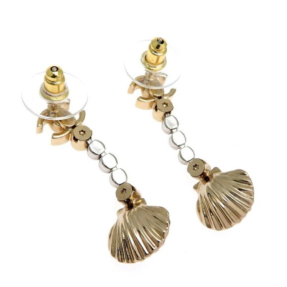 CHANEL Gold Pearl Logo Earrings - Picture 2 of 9